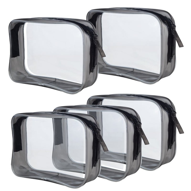 Wobe 5 Packs Clear Cosmetics Bag TSA Approved, PVC Zippered Toiletry Carry Pouch Portable Makeup Bag for Vacation Travel, Bathroom and Organizing Waterproof Makeup Bag Vinyl Plastic Organizer Case - Image 1